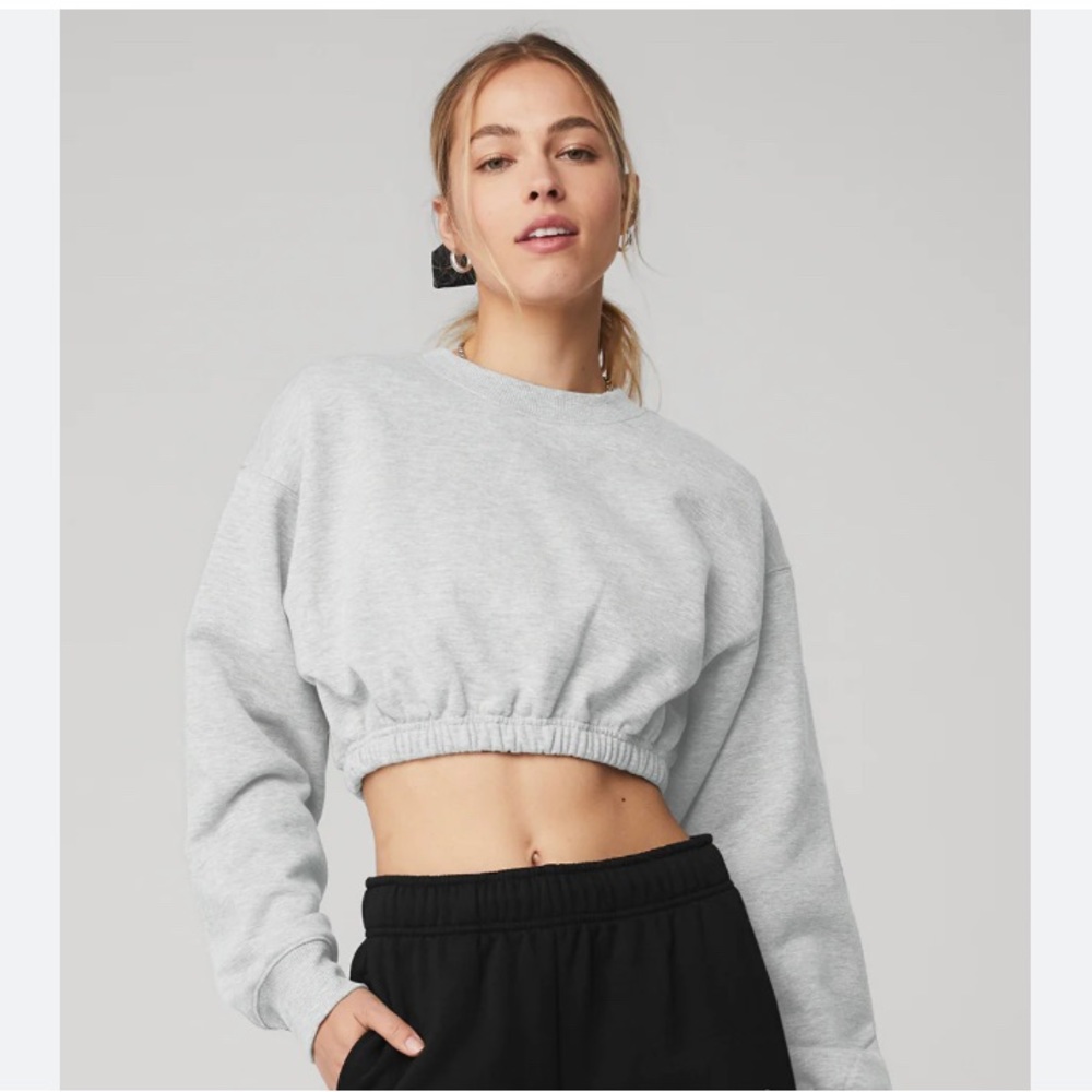 ALO YOGA Devotion Cropped Sweatshirt purple size medium